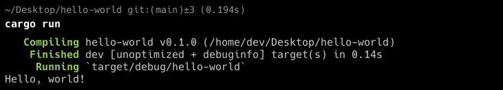 Cargo run hello world
