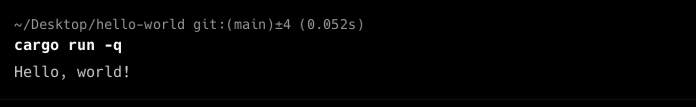 Cargo run hello world quiet