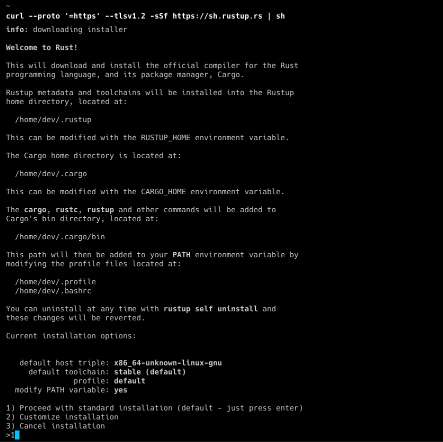 Rust linux install page