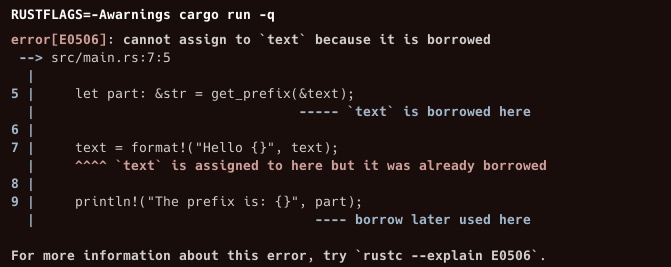 Can't mutate borrowed value error
