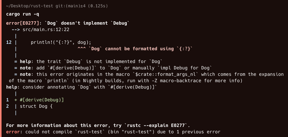 Debugging struct error