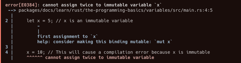 Can't change immutable variable Rust compile error