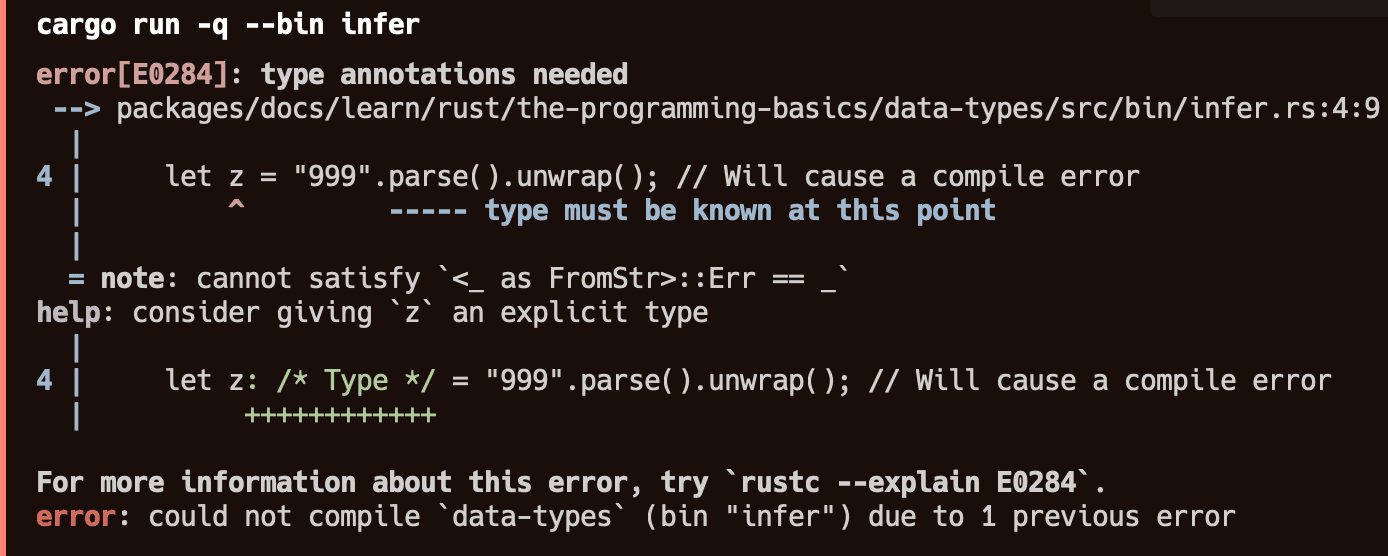 Type annotations needed Rust compile error